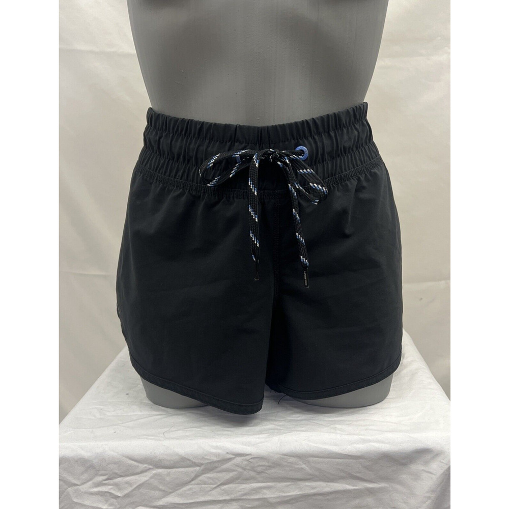 Lands' End Black Women's Swim Coverup Shorts with Contrast Drawstring